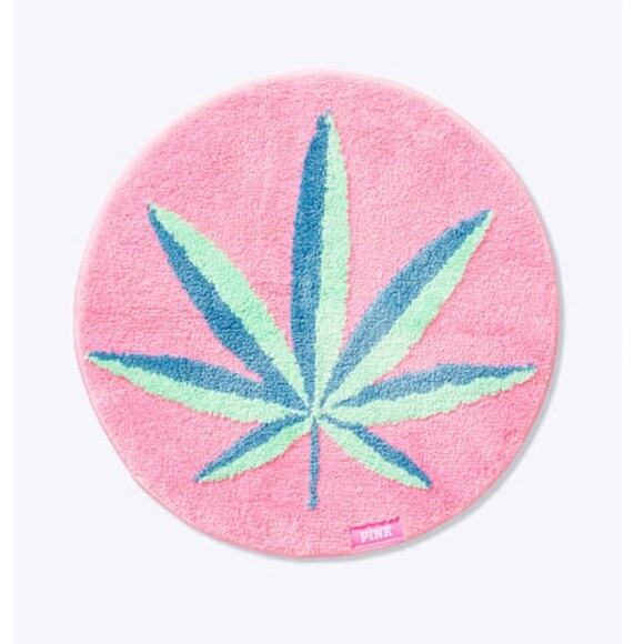Victoria's Secret PINK Leaf Circle Rug Mat Round New - Picture 1 of 2